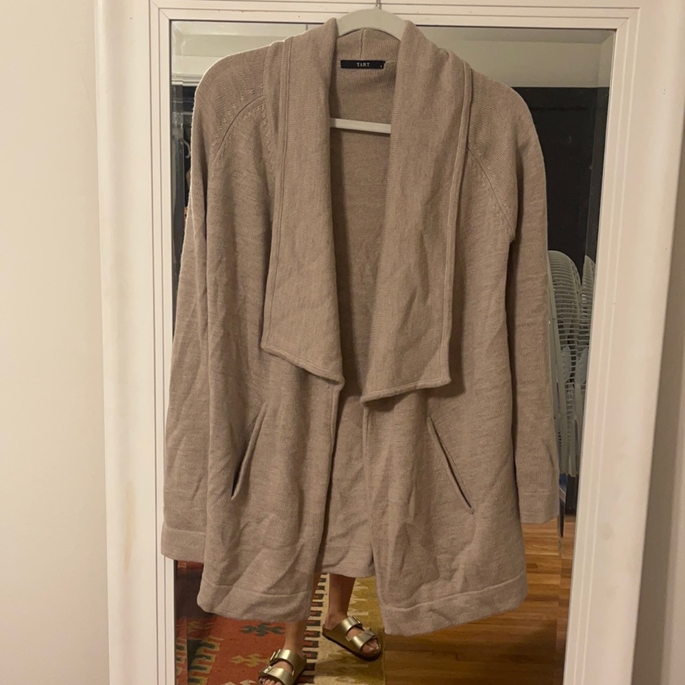 Tart Collections Tan Cardigan with Lapel collar